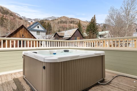 Hot tub on the deck after a day on the slopes.