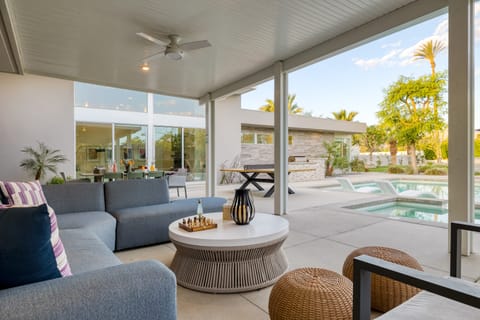 Chic dining area to fit a large group.