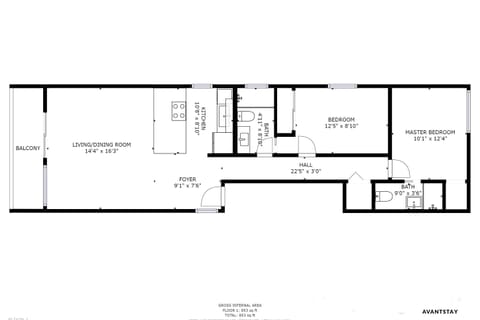 Floor plan of 1 individual unit of the buyout. Floor plans are the similar for the other units