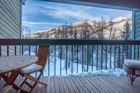 Private balcony with mountain views.