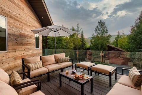 Enjoy mountain views from the patio.