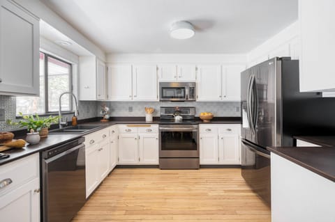 Sleek, spacious kitchen.