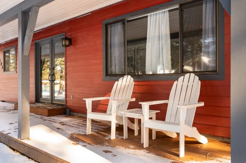 The porch is peaceful anytime of year.