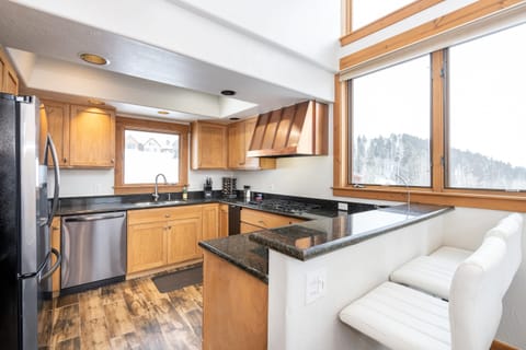 Kitchen with oven, fridge, dishwasher and amazing views.