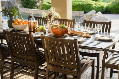 Backyard. Dine with friends.