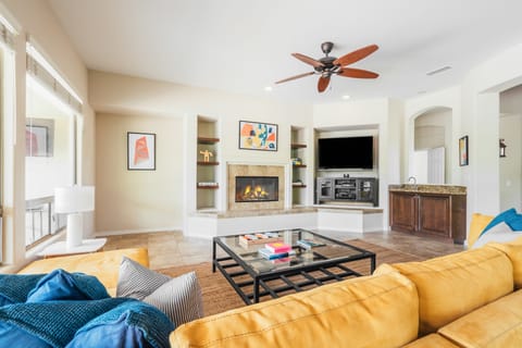 Fireplace and TV in the living room.