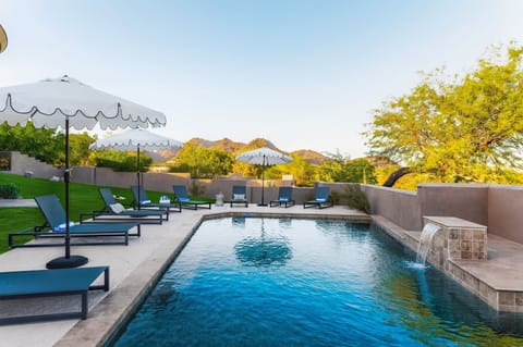 A gorgeous swimming pool with mountain views.