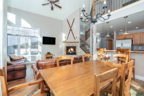 High ceilings and an open floor plan.