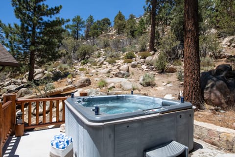 Hot tub in the trees.