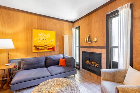 Living room with fireplace.