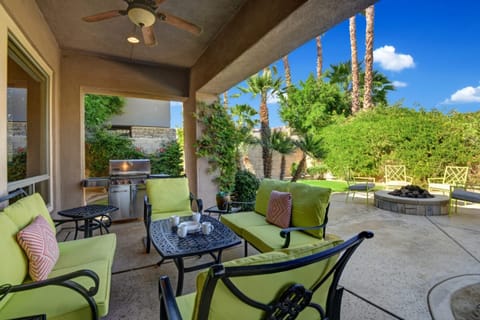 Covered outdoor seating area is perfect for happy hour.