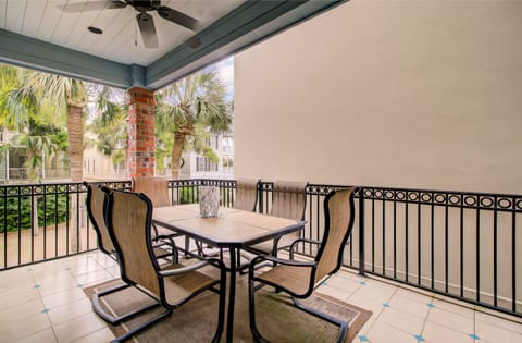 Outdoor deck and dining off the living room.