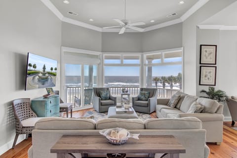 Recently updated living area with ocean views.