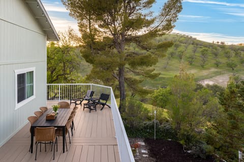 Spacious balcony overlooking wine country.