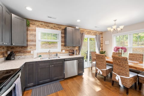 Dining area at fully equipped kitchen at Willow.