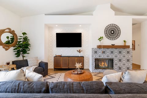 Fireplace and TV in the living room.