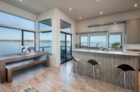 Kitchen and dining area tastefully furnished.