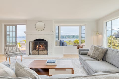 Open concept living room with breathtaking waterfront views.