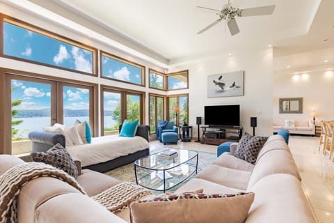 An amazing living area with a view that takes your breath away.