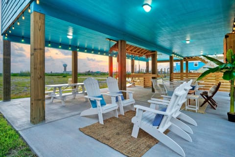 Adirondack chairs adorned the outdoor living space.