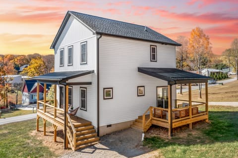 Two charming outdoor sitting areas.