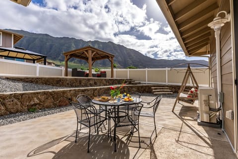 Beautiful backyard with mountain and ocean views.