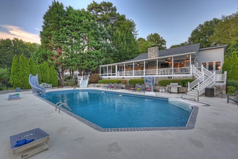 Saltwater pool with a new water slide.