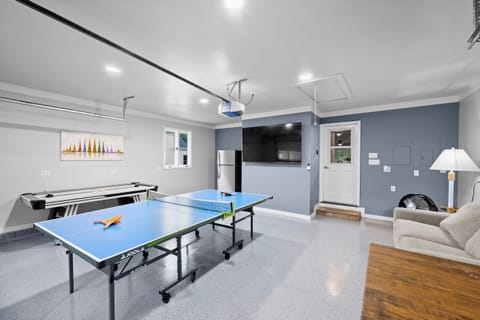 Converted garage into a game room.