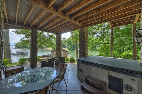 Lake-level patio - hot tub, dining, seating all overlooking the lake!