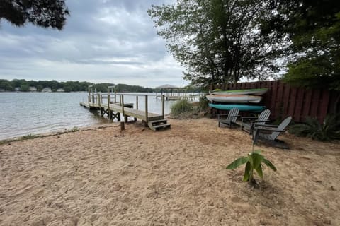 Dock, kayak canoe, and sitting area.