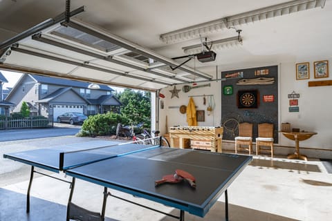 Play a round of ping-pong in the garage.