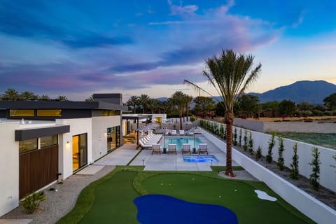 Sunset over the putting green.