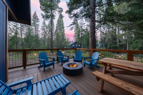 Stay warm by the firepit.