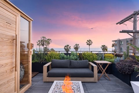 Epic sunsets by the fire at the rooftop.