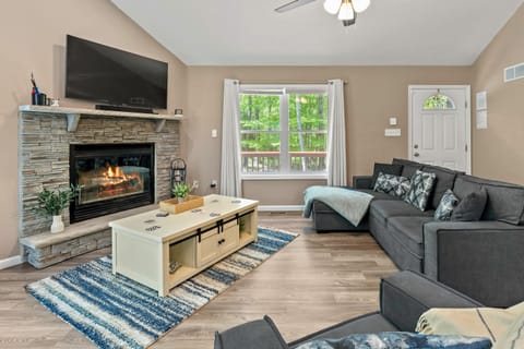 Full-size sleeper sofa in the living room.