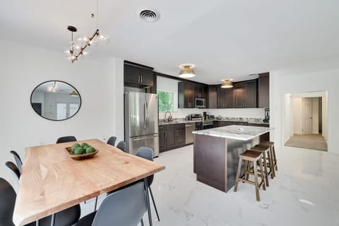 Dining area bathed in natural light.