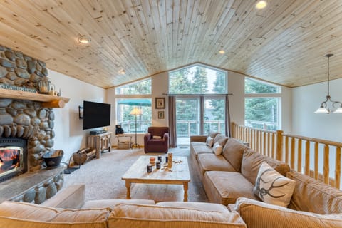 Spacious living room with a large sectional sofa.