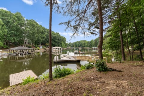 The dock at Fireside Fun is the perfect place to moor your rented boat (boat in picture will be removed and not available to guests)