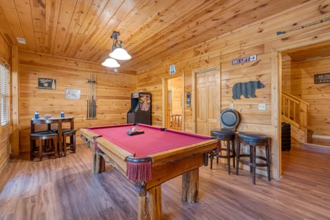 Shaded picnic table.