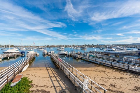 Step right onto the sandy path to the docks.