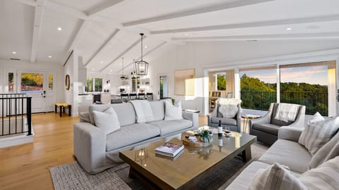 Open-concept living room in the main house.
