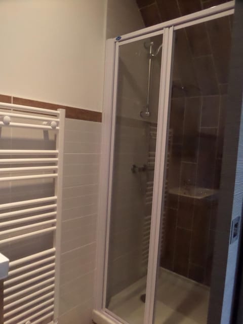 Shower, Bathroom, Inner courtyard view