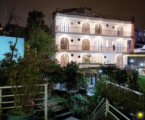 Property building, Night, Garden, Garden view