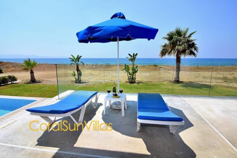 Blue - Beach Front Spectacular Villa Sleeps 10 Villa in Paphos District