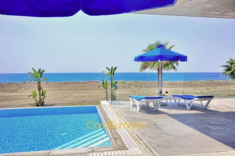 Blue - Beach Front Spectacular Villa Sleeps 10 Villa in Paphos District