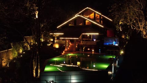 Night, Pool view, Swimming pool