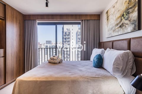 Bed, Bedroom, City view