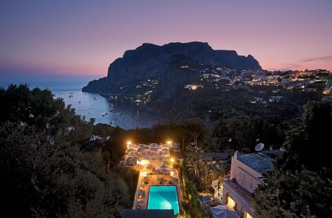 Nearby landmark, Night, Natural landscape, Bird's eye view, City view, Mountain view, Pool view, Sea view, Swimming pool, Sunset