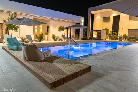 Night, Seating area, Swimming pool, Swimming pool