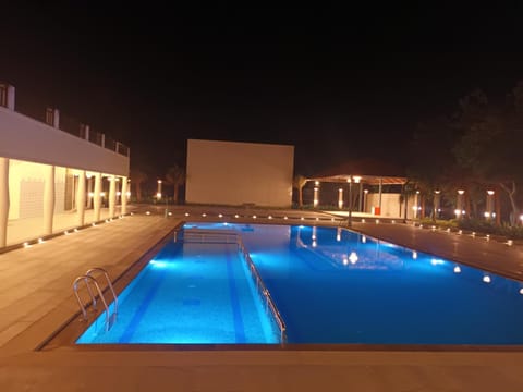 Night, Pool view, Swimming pool, Swimming pool